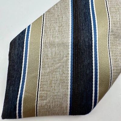 Tonino Firenze Mens Tie Necktie Blue Yellow Striped Regimental Classic Length - Image 1 of 4