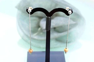 Ohrhänger  750  Weißgold Rotgold 18 KT *bicolor*👍lange Stecker mit KUGEL - Imagen 1 de 5
