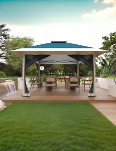 13x13FT Pop Up Gazebo, Mesh Cover,Adjust Height,blue Canopy Tent with Carry Bag - Picture 1 of 8