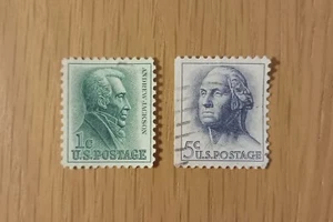 Complete USA used stamp set: 1963 Andrew Jackson & George Washington - Picture 1 of 1