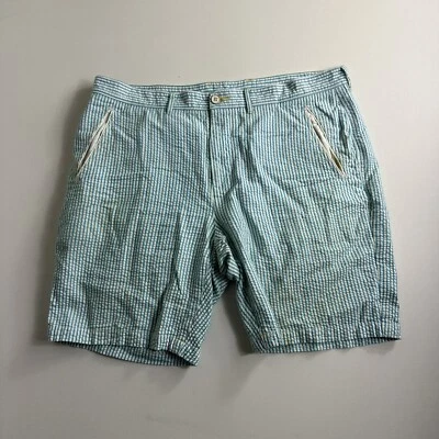 Pantalones Cortos Robert Graham Para Hombre Talla 38 Azul Blanco Rayas Seersucker Calce Clásico Foto 1 de 4