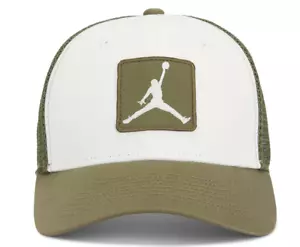 Jordan Nike Rise Structured Snapback Trucker Hat Cap Medium Large M L Olive NEW - Picture 1 of 4