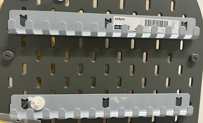 2 Ikea SKADIS Hook Rack for Pegboard Steel Light Gray Blue 11" for Keys, jewelry - Image 1 of 2