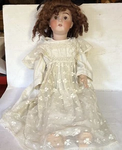 Antique Bisque German 22” Doll Marked B4 Wooden Jointed Body Open Mouth w/Teeth - Picture 1 of 14