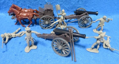 Civil War Confederate artillery battery 54mm Toy soldiers Limber Cannon crew - Image 1 of 4