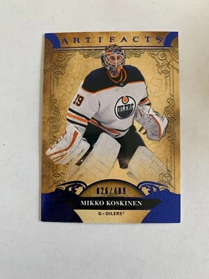 2020-21 Artifacts Blue Sapphire #4 Mikko Koskinen 026/499 - Edmonton Oilers - Image 1 of 2