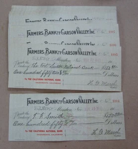 Wholesale Lot of 50 Old Vintage 1910's MINDEN NEVADA Bank Checks - Carson Valley - Picture 1 of 1