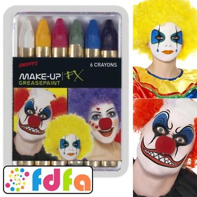 Smiffys 6 Colour Carnival Greasepaint Clown Make Up Face Paint Fancy Dress - Image 1 of 4