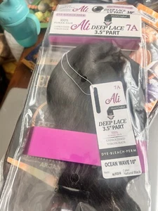 Tejido de cierre superior de encaje de parte profunda de 3,5" cabello humano virgen de 10", onda del océano - Imagen 1 de 4