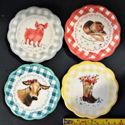 Posavasos Mujer Posavasos Cerámica Corcho Cerdo Vaca Vaquero Sombrero Botas Occidentales Conjunto Guinga Foto 1 de 4