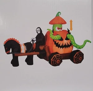 11' L X 7' H HALLOWEEN ANIMATED RISING CARRIAGE INFLATABLE WITH OCTOPUS - NIB - Picture 1 of 1