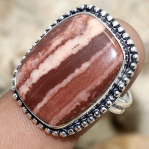 925 Silver Plated Coconut Jasper Ethnic Ring Handmade Jewelry Size US 9 AU C649 - Picture 1 of 3