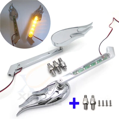 10mm Flame LED Turn Signal Integrate Mirrors For Yamaha Cruiser Royal Star - Image 1 of 4