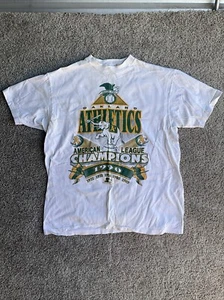 Hanes 1990 Oakland Athletics A's T- Shirt XL White World Series Starter Champs - Picture 1 of 12