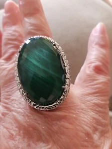 Colleen Lopez 925 Silver  Malachite Ring SIze 7 NWOT  - Picture 1 of 13