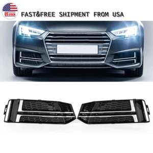 Front Bumper Grille Fog Light Grill Cover For AUDI A4 B9 S-LINE 2016 2017-2018 . - Picture 1 of 8