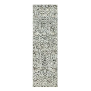 2'4"x8'1" Gray Hand Knotted Silk and Wool Willow and Cypress Tree Rug R90684 - Picture 1 of 8