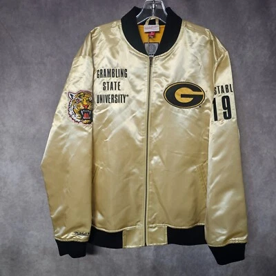 NWT Mitchell & Ness Grambling State Tigers Gold Lightweight Satin Jacket L $150 - Image 1 of 4