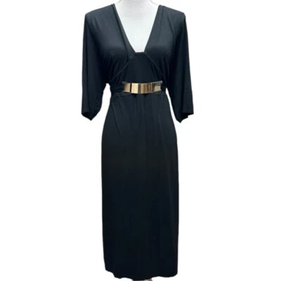 Vestido midi ceñido al cuerpo con cinturón dorado talla 24 exclusivo de ASOS CURVE Foto 1 de 4