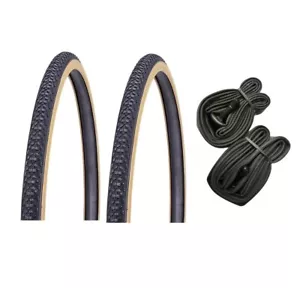 Pair Hybrid Tyres & Innertubes 700x35c Bicycle bike tires Amberwall - Picture 1 of 7