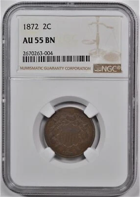 1872 2 CENT PIECE 2C NGC AU 55 BN - Image 1 of 2
