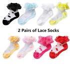 2 Pairs Girls Kids Breathable Cotton Lace Mesh Princess Ankle Cute Fashion Socks