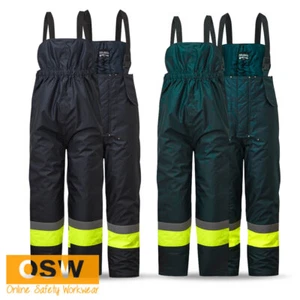 Huski Hi-Vis Unisex Yellow/Navy Yellow/Bottle Green Freezer Bib & Brace Overalls - Picture 1 of 8