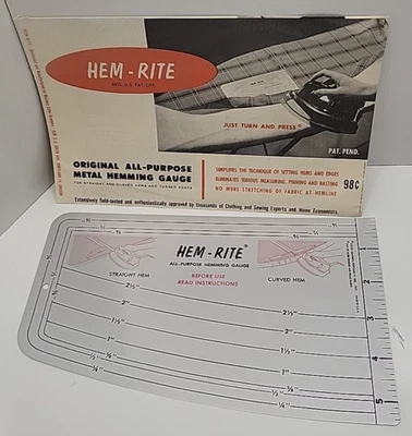 Original All Purpose Hem-Rite Clothing/Sewing Measuring Hemming Gauge Vintage US - Image 1 of 4