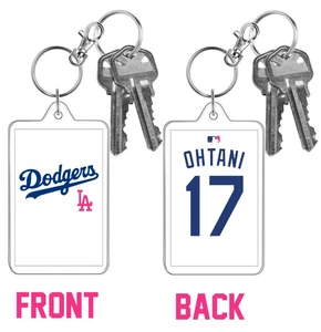 SHOHEI OHTANI PINK LOGOS Los Angeles Dodgers MLB Baseball 2 Side Jersey Keychain - Picture 1 of 5