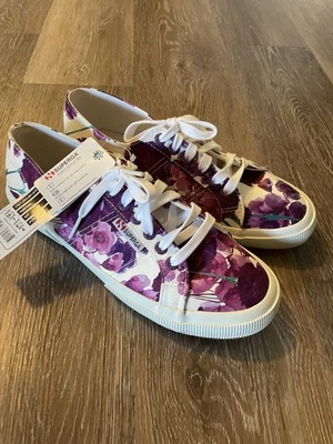 NEW Superga Fantasia Collection Purple Floral Sneakers Boho/Preppy Sz. 8.5 - Image 1 of 4