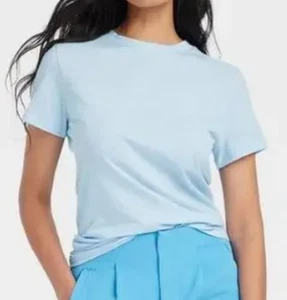 NEW A New Day Women's Short Sleeve T-Shirt Solid Blue Size XL - Picture 1 of 1
