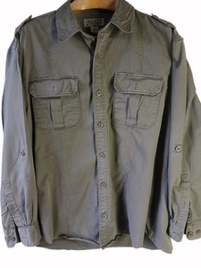 Duluth Trading Mens XL Brown Long Sleeve Utility Shirt Cotton Button Up Pockets - Picture 1 of 14