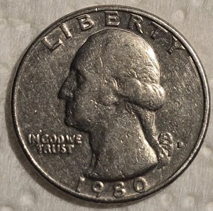 RARE 1980 QUARTER DOLLAR D FILLED MINT MARK ERROR COIN NECK ERROR double die. - Picture 1 of 2