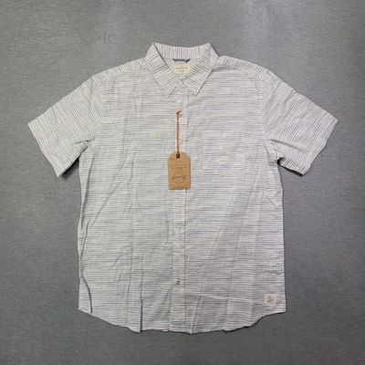 Weatherproof Shirt Mens Large White Blue Striped Vintage Linen Button Down NWT - Image 1 of 4