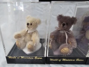 2 World of Miniature Bears MAUVIE Dusty Lavender & LT. Beige 3" #651 Stacy Pio - Bild 1 von 7