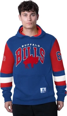 Moletom com capuz Starter Buffalo Bills masculino logotipo Throwback zona final pulôver - Imagem 1 de 4