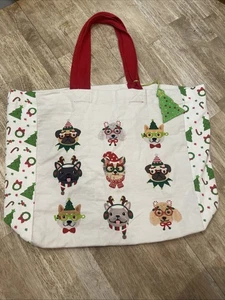 Canvas Weihnachten Tragetasche Hund Gesichter GROßE Tasche Waschbar KOSTENLOSER VERSAND - Bild 1 von 24