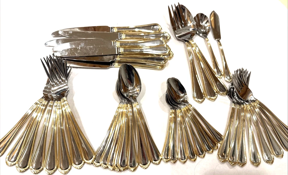 Towle “Vienna (Gold)” 45-Piece Stainless Flatware Service for 8 NICE! - Image 1 of 4