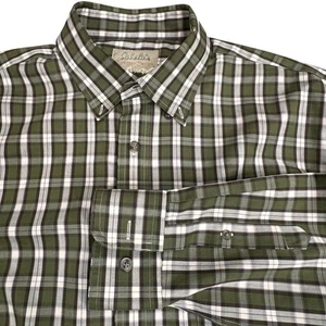 Camisa Cabelas Outfitter Series Para Hombres Verde/Crema Cuadros Manga Larga Botón Talla LG - Imagen 1 de 14