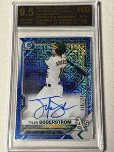 Tyler Soderstrom 2021 Bowman Chrome Mega Box Autograph Blue Refractor FCG 9.5 - Picture 1 of 5
