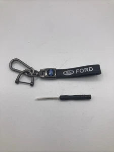 Key Chain For Ford Black Leather Car Keychain Fob Holder Clip - Picture 1 of 6