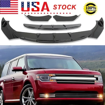 Kit de corpo divisor spoiler labial dianteiro preto brilhante para Ford Flex 2009-2019 - Imagem 1 de 4