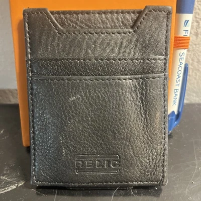 RELIC Men's Card Holder Money Clip Front Pocket Wallet Brown Leather - Image 1 of 4