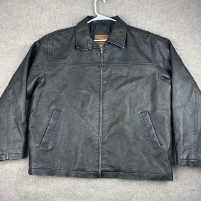 Chaqueta de cuero sintético Arizona para hombre grande marrón forrada con edredón grunge estilo años 90 atractivo Foto 1 de 4