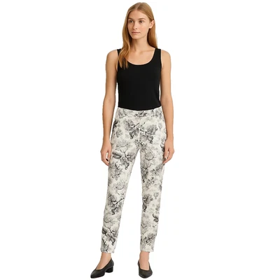 Zara Woman Monochrome Floral Toile Slim Ankle Pants  Black White Botanical Sz 8 - Image 1 of 4