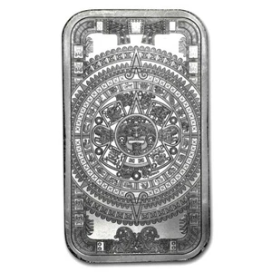 1 TROY OZ .999 FINE SILVER AZTEC CALENDER BAR BU - Picture 1 of 4