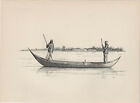 Print 1936 Vintage Print - Sailing Ship - Modern Canoe In Southern Iraq