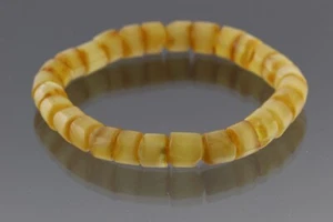 Genuine BALTIC AMBER Button Cylinder Bead Stretch UNISEX Bracelet 12.1g 210318-4 - Picture 1 of 4