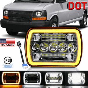 DOT 7x6" LED Headlight Hi-Lo Beam DRL For Chevy Express Cargo Van 1500 2500 3500