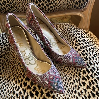 Zapatos de tacón de aguja Sam Edelman talla 7-1/2 patrón navajo Southwestern Kilim Foto 1 de 4